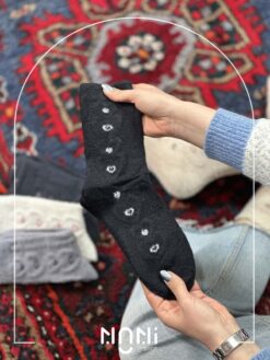 جوراب ساقدار موهری طرح برجسته قلبی