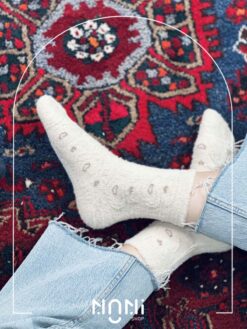 جوراب ساقدار موهری طرح برجسته قلبی