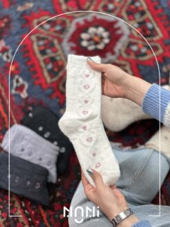 جوراب ساقدار موهری طرح برجسته قلبی