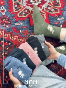 جوراب ساقدار بافت پشمی طرح راکن