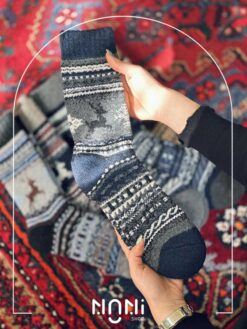 جوراب ساقدار مردانه بافت پشمی داخل کرک طرح گوزن برند کوکوهانا
