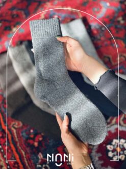 جوراب ساقدار مردانه بافت پشمی داخل کرک تک رنگ برند کوکوهانا