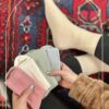 جوراب نیم ساق نخی کبریتی ریز تک رنگ