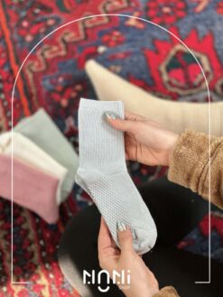 جوراب نیم ساق نخی کبریتی ریز تک رنگ