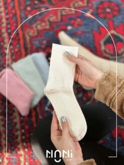 جوراب نیم ساق نخی کبریتی ریز تک رنگ