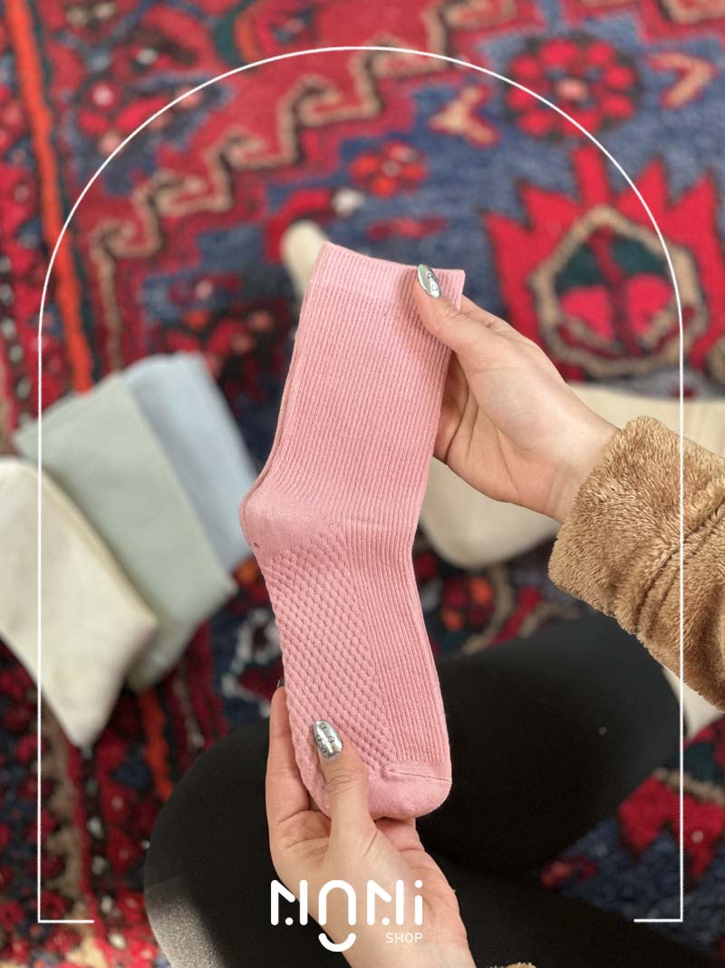 جوراب نیم ساق نخی کبریتی ریز تک رنگ