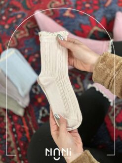جوراب نیم ساق طرح پیچ لبه گیپور