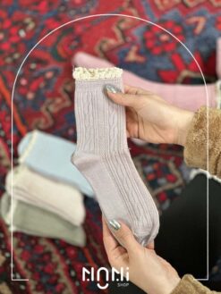جوراب نیم ساق طرح پیچ لبه گیپور