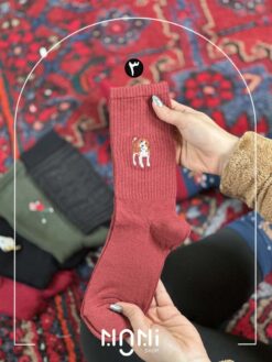 جوراب ساقدار طرح ساق کبریتی گلدوزی فانتزی برند کالزی لند