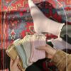 جوراب نیم ساق نخی کبریتی طرح لبه گیپور