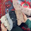 جوراب ساقدار موهری طرح شکوفه گیلاس برند کوکوهانا