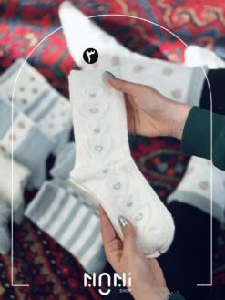 جوراب ساقدار موهری طرح شکوفه هلو