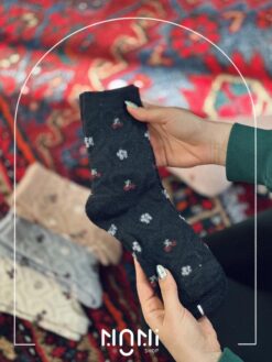 جوراب ساقدار موهری طرح شکوفه گیلاس برند کوکوهانا