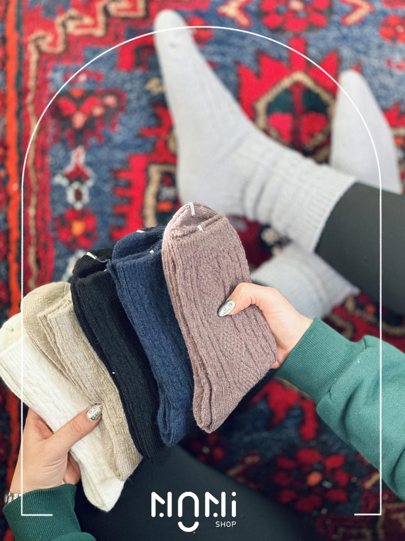جوراب ساقدار بافت طرح پیچ زنجیری