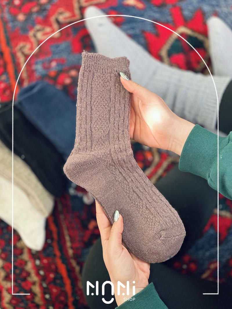 جوراب ساقدار بافت طرح پیچ زنجیری