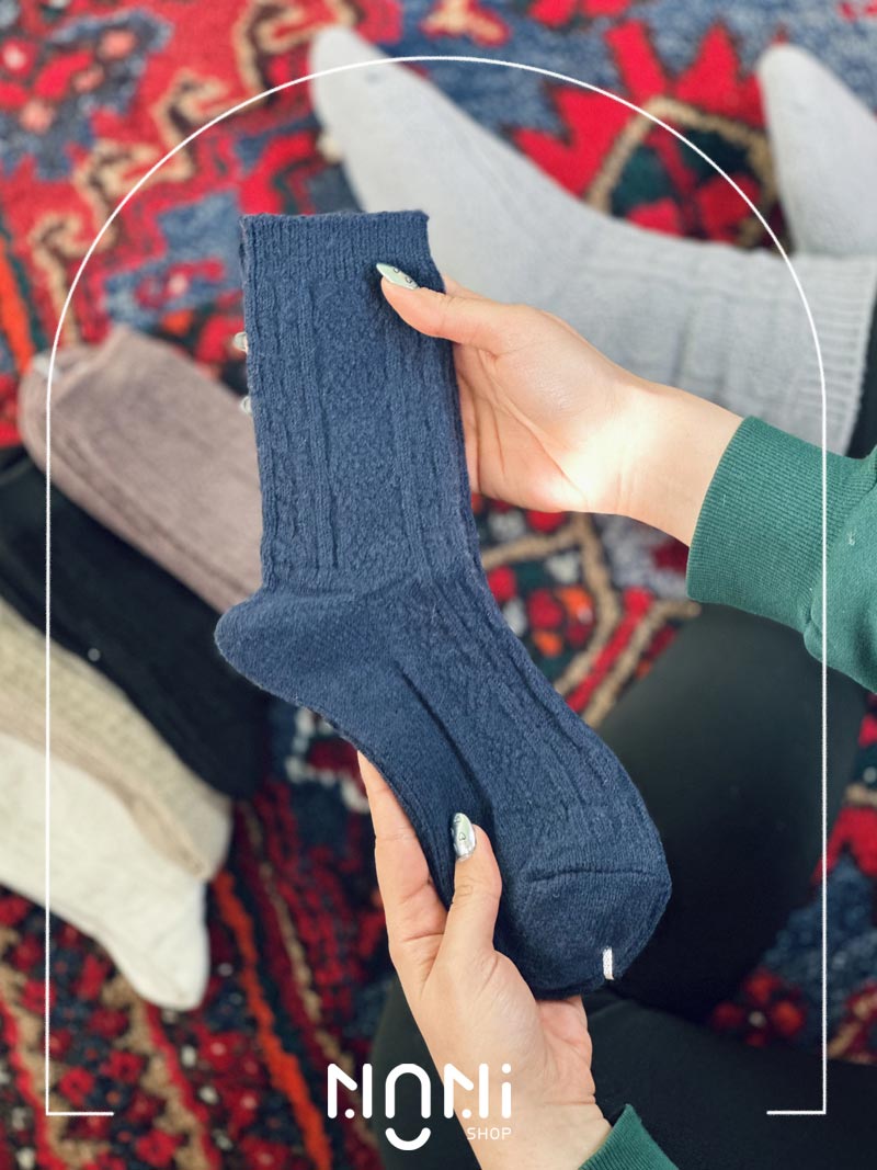 جوراب ساقدار بافت طرح پیچ زنجیری