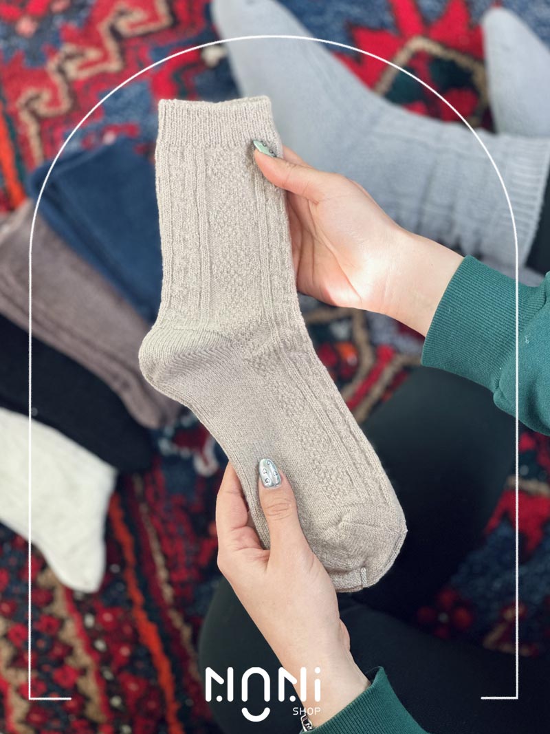 جوراب ساقدار بافت طرح پیچ زنجیری