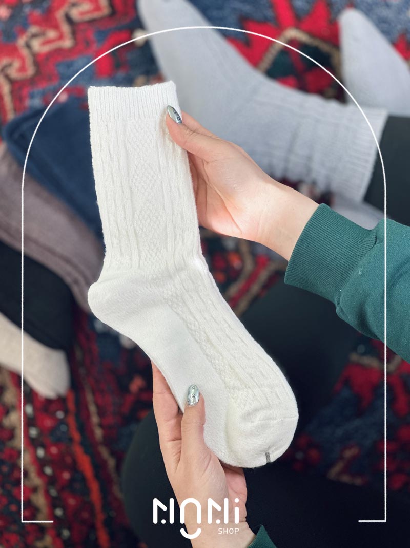 جوراب ساقدار بافت طرح پیچ زنجیری