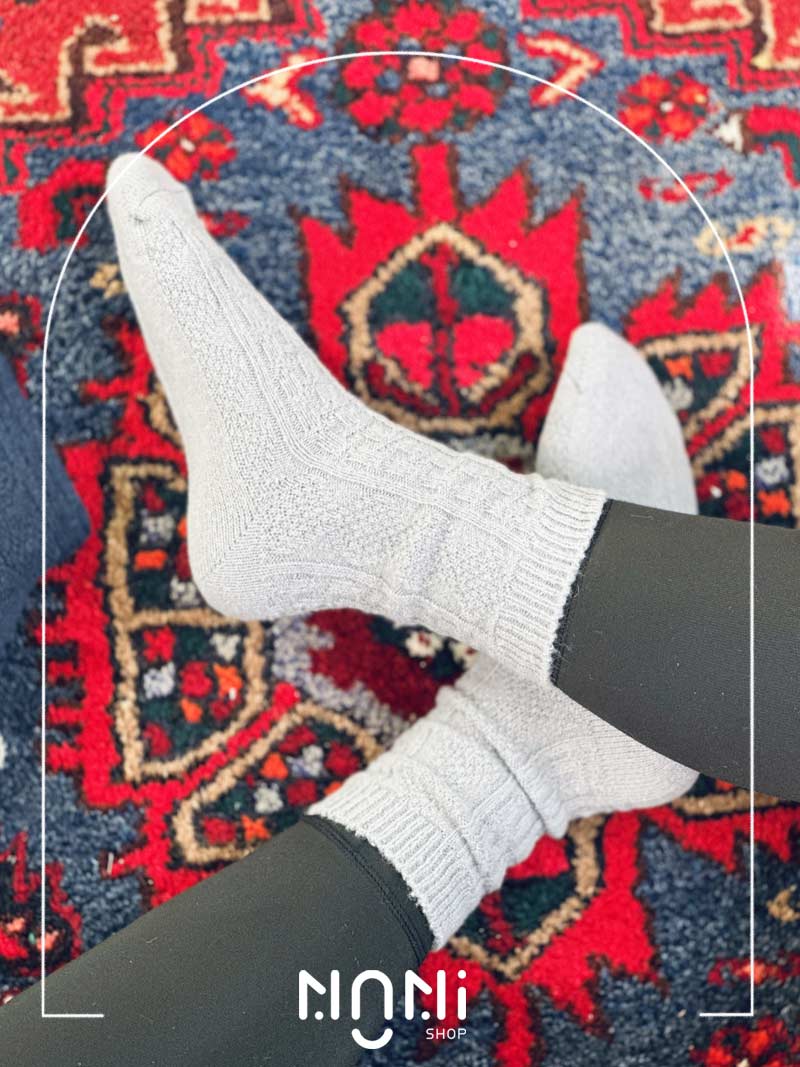 جوراب ساقدار بافت طرح پیچ زنجیری