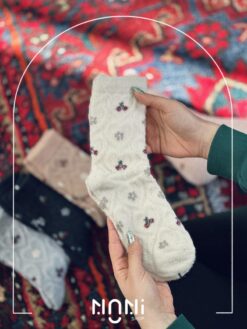 جوراب ساقدار موهری طرح شکوفه گیلاس برند کوکوهانا