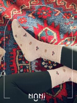 جوراب ساقدار موهری طرح شکوفه گیلاس برند کوکوهانا