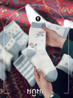 جوراب ساقدار موهری طرح شکوفه هلو