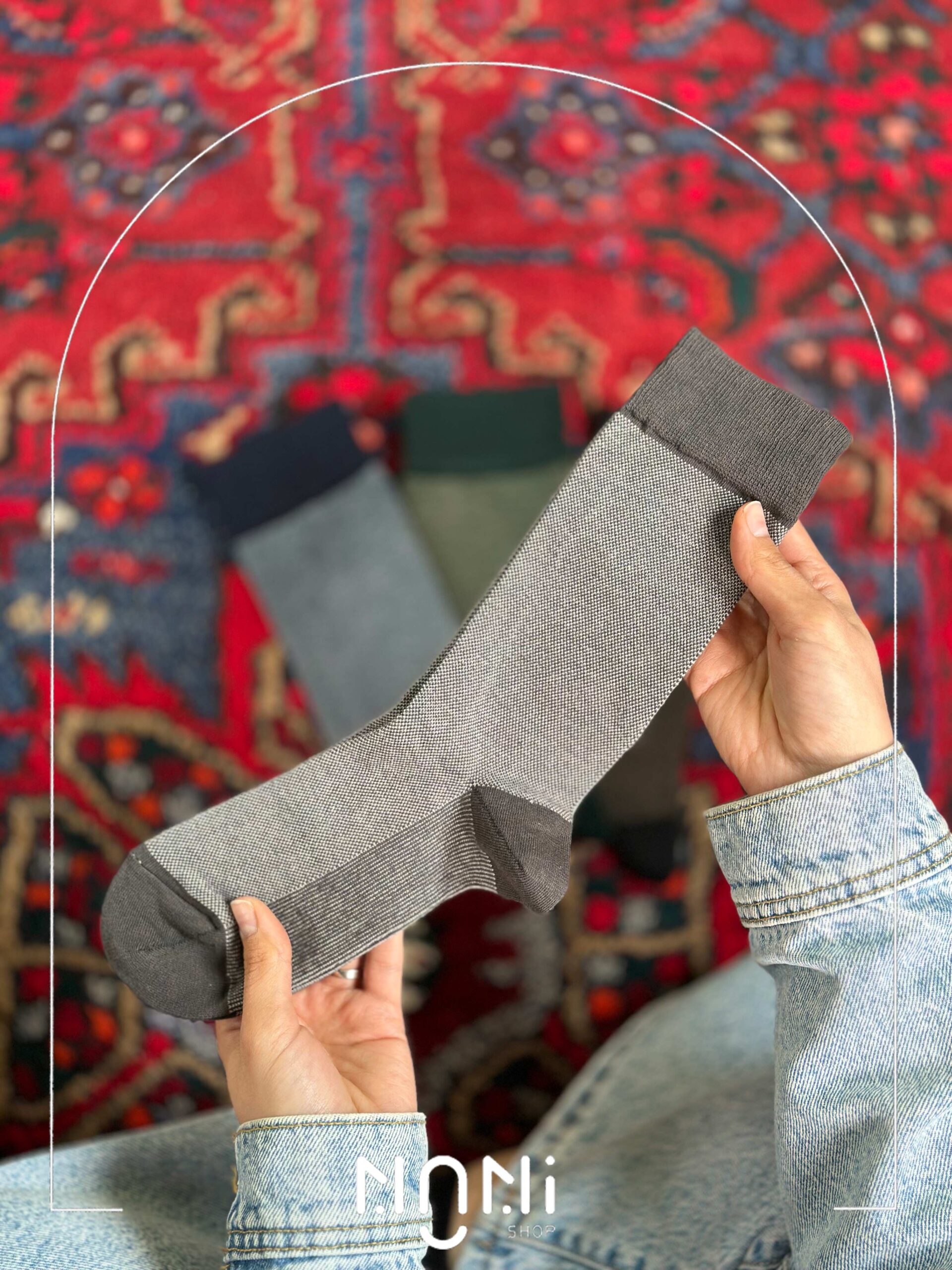 جوراب ساقدار مردانه طرح اریب ساده برند بارکد