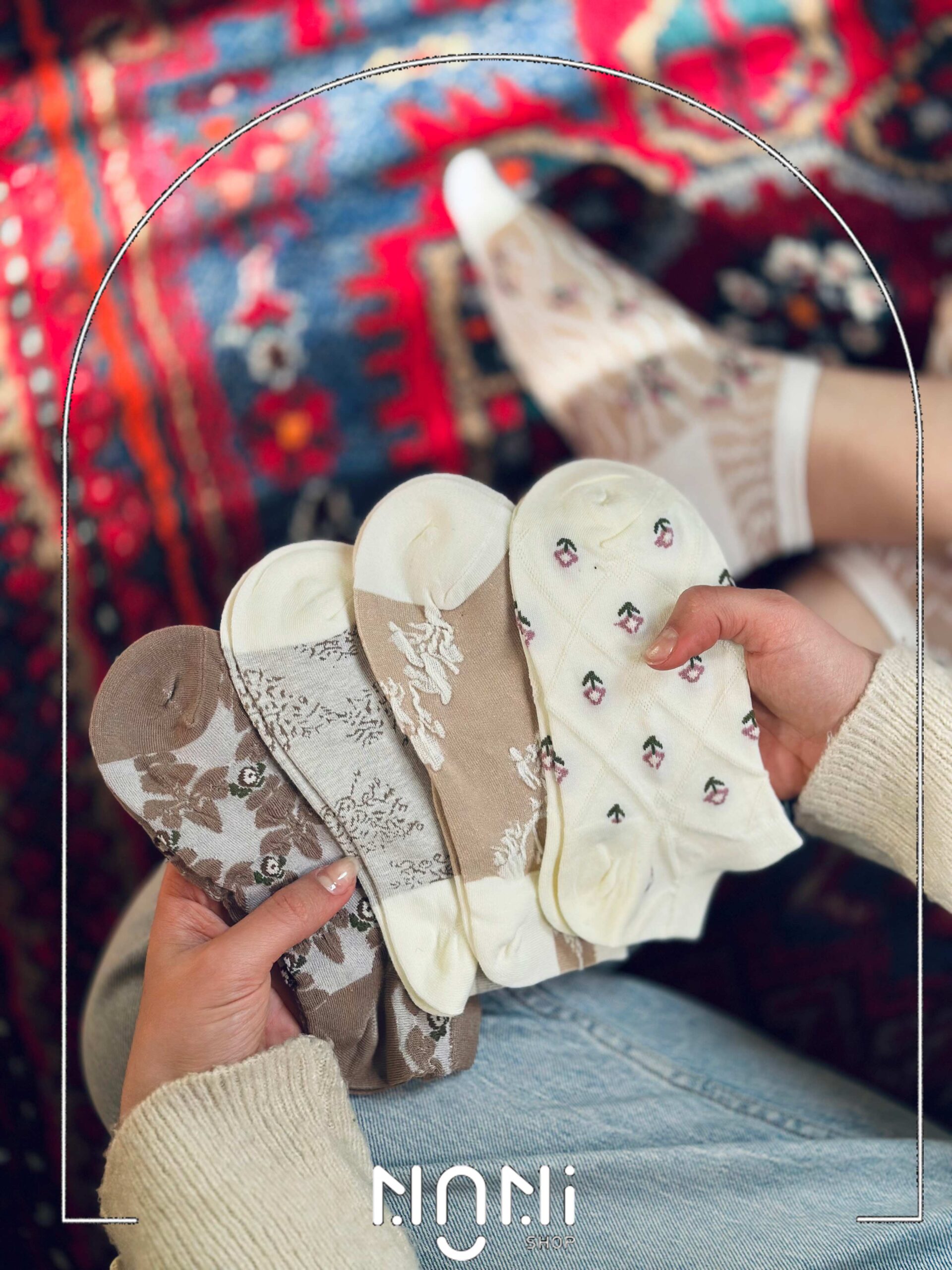 جوراب مچی زنونه بهاری طرح برجسته