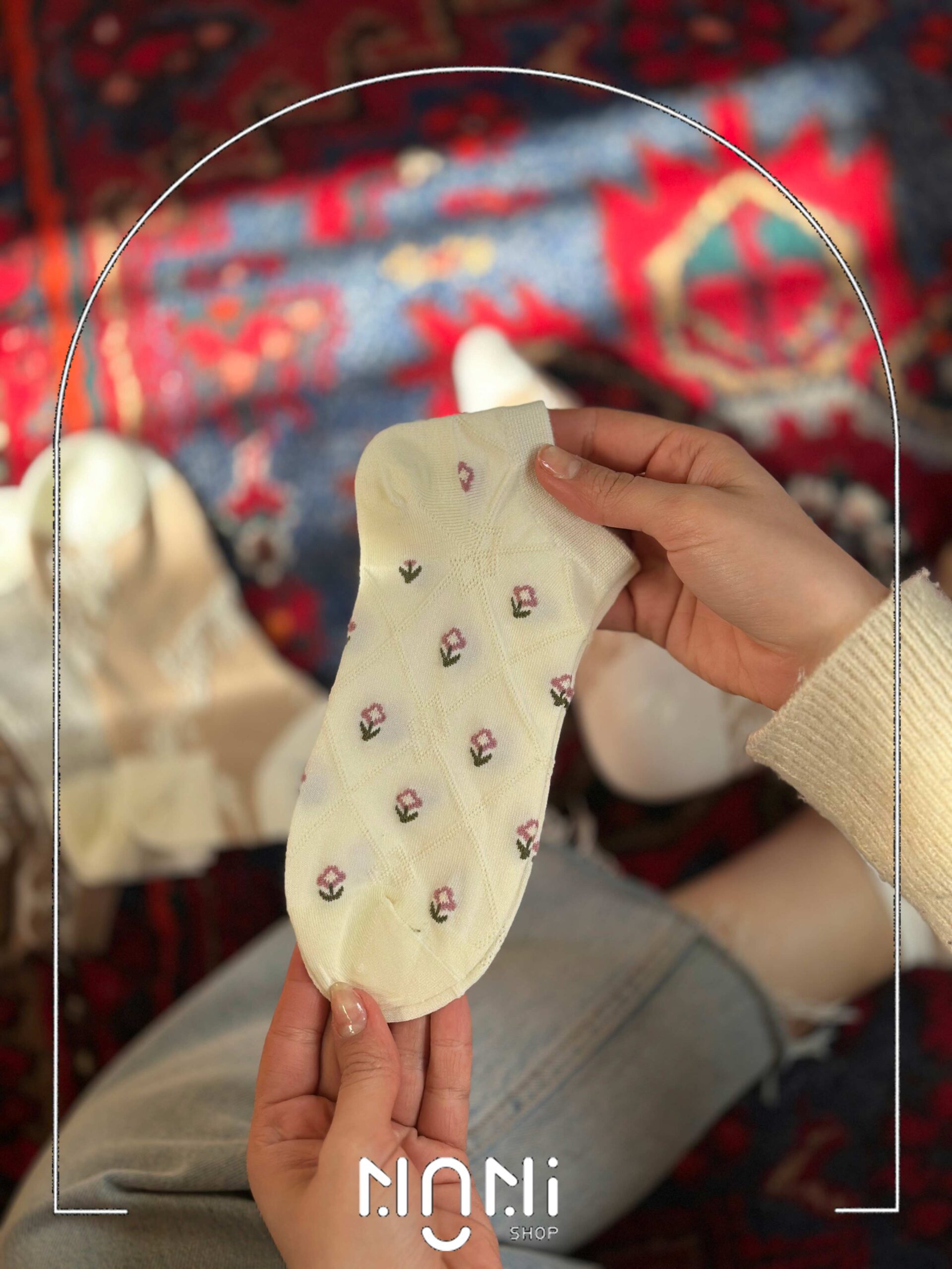 جوراب مچی زنونه بهاری طرح برجسته