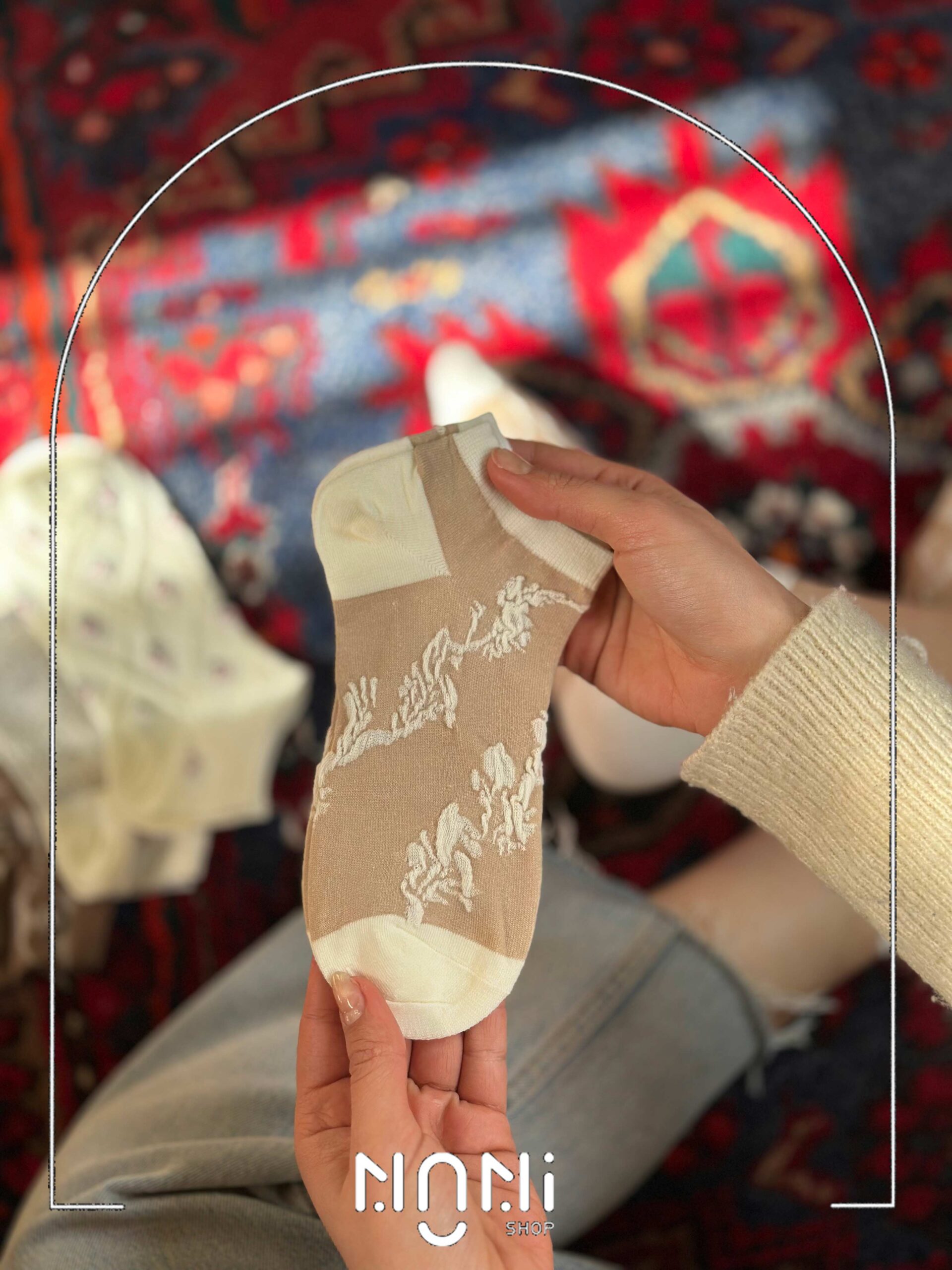 جوراب مچی زنونه بهاری طرح برجسته