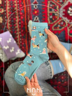 جوراب ساقدار نخی دخترانه هاپویی و اسنوپی برند چتیک