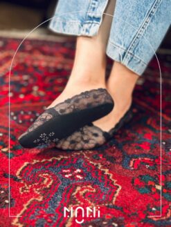 جوراب کالج زنانه گیپوری طرح قلب و پاپیون