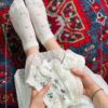 جوراب زنونه لبه توردار گل برجسته