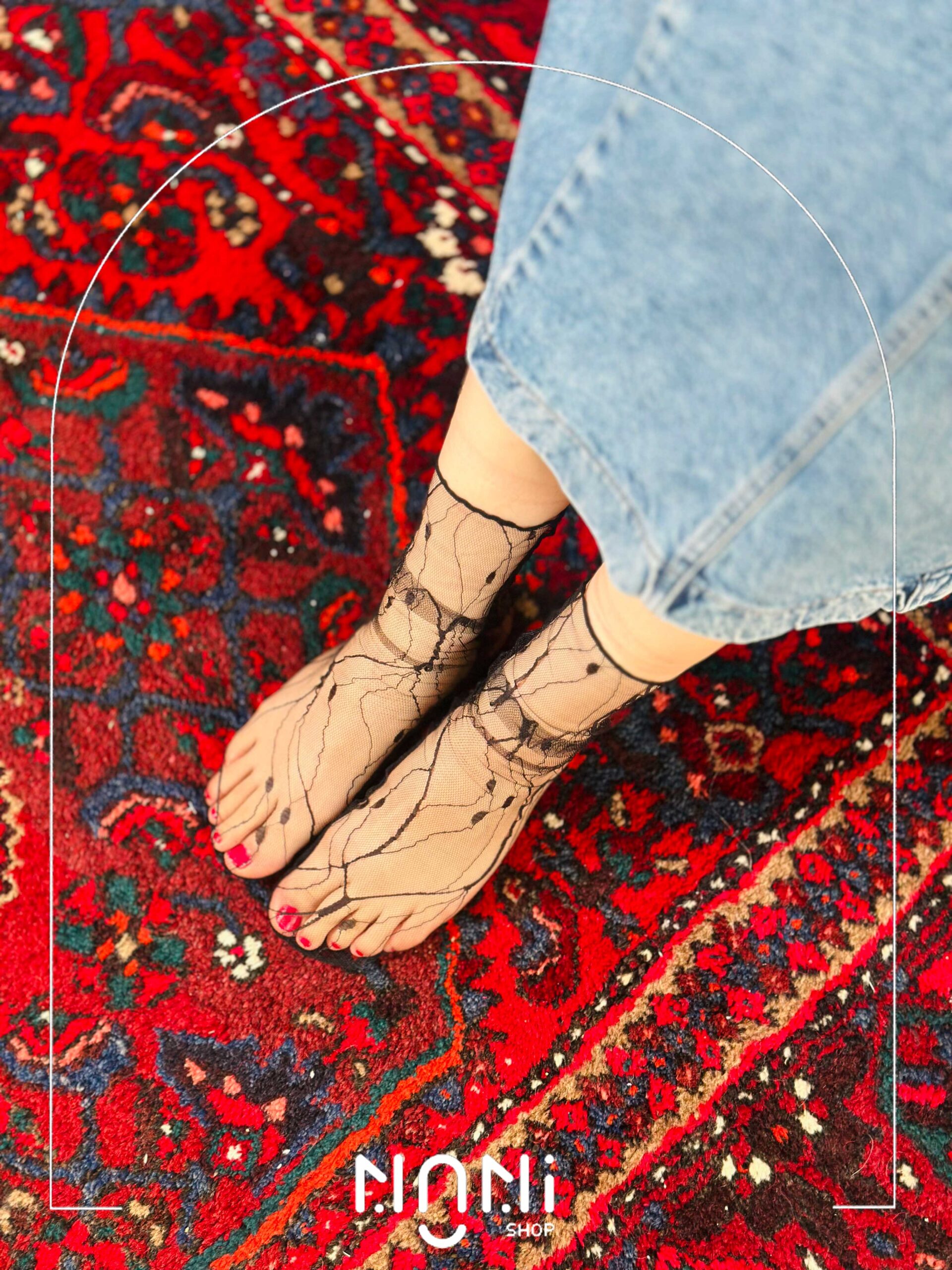 جوراب نیمساق طرحدار تمام گیپور