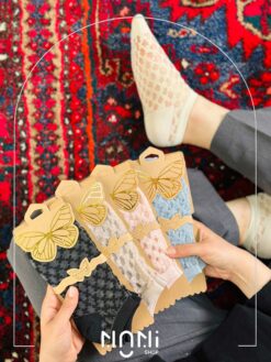 جوراب مچی شیشه ای طرح پروانه