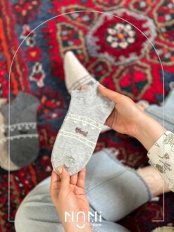 جوراب مچی نخ پنبه طرح پیشی دم دراز