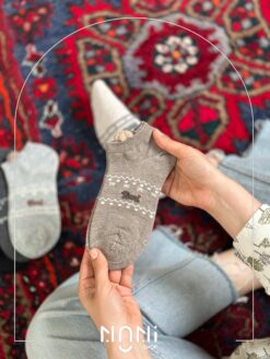 جوراب مچی نخ پنبه طرح پیشی دم دراز