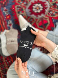 جوراب مچی نخ پنبه طرح پیشی دم دراز
