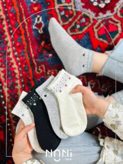 جوراب مچی نخ پنبه طرح قلب کوشولو
