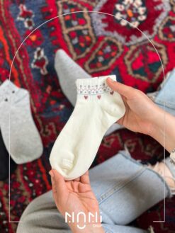 جوراب مچی نخ پنبه طرح قلب کوشولو