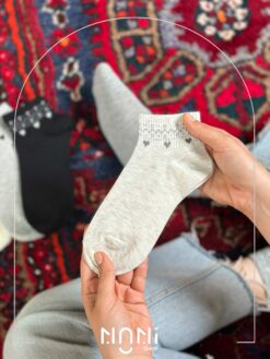 جوراب مچی نخ پنبه طرح قلب کوشولو