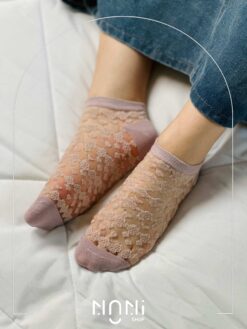 جوراب مچی شیشه‌ای مدل شکوفه و قلب