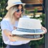 کلاه شاپو حصیری بند پارچه‌ای