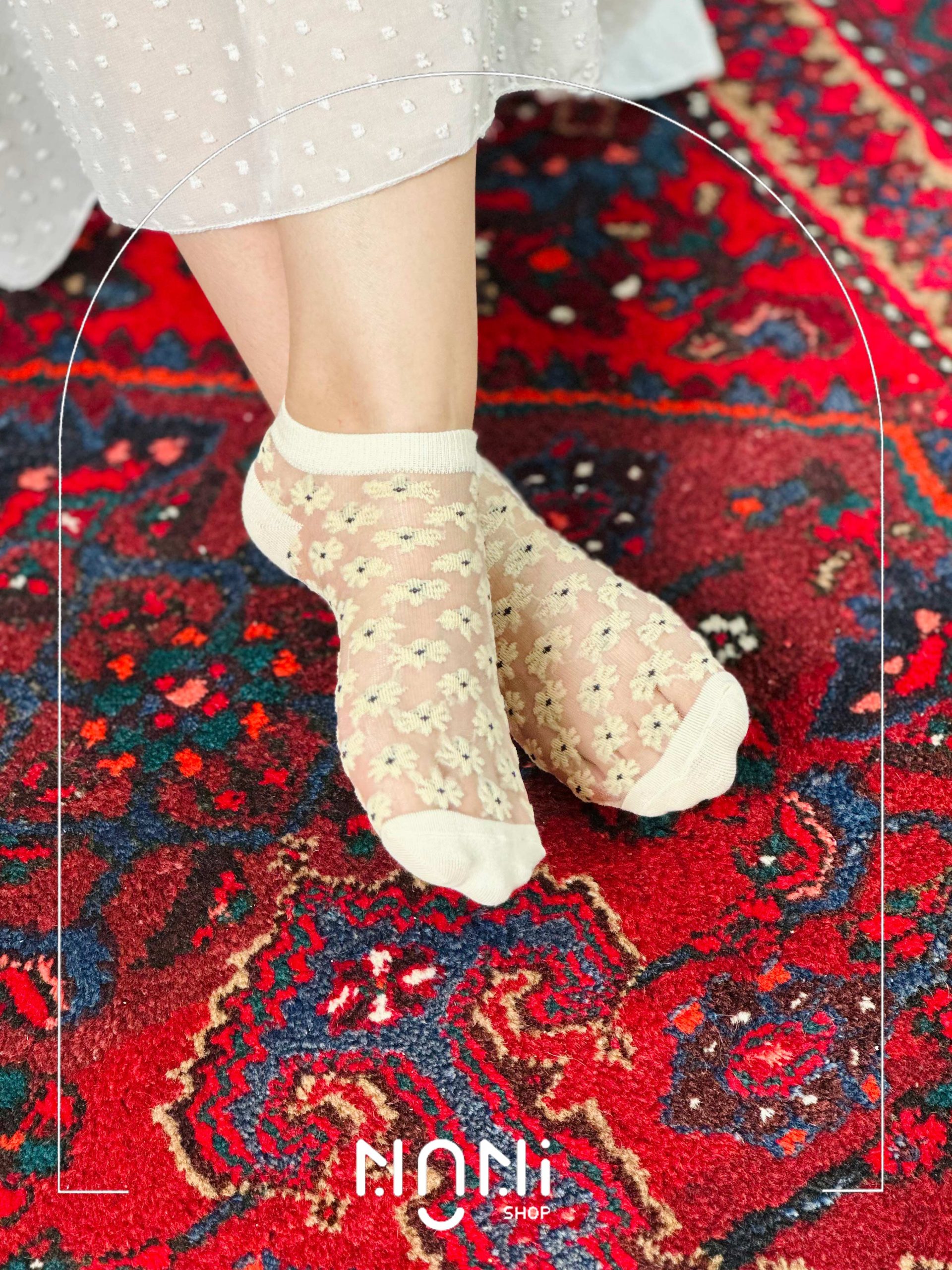 جوراب مچی شیشه ای طرح بابونه