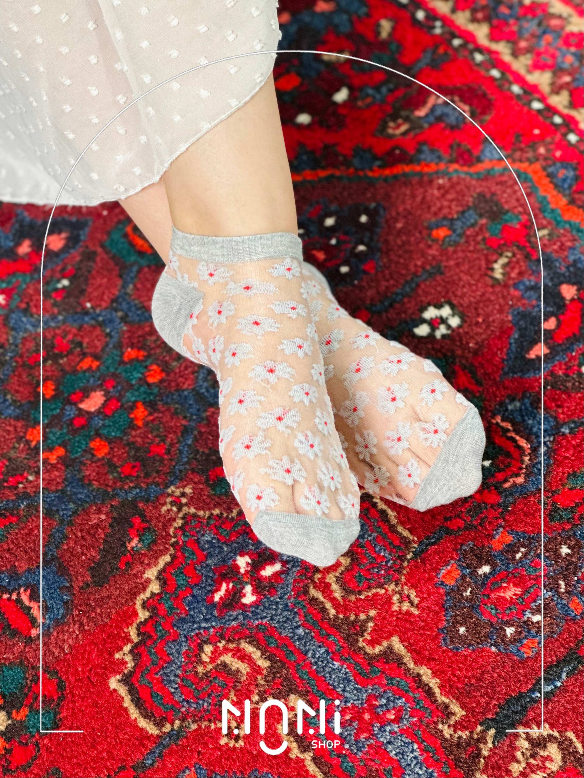 جوراب مچی شیشه ای طرح بابونه