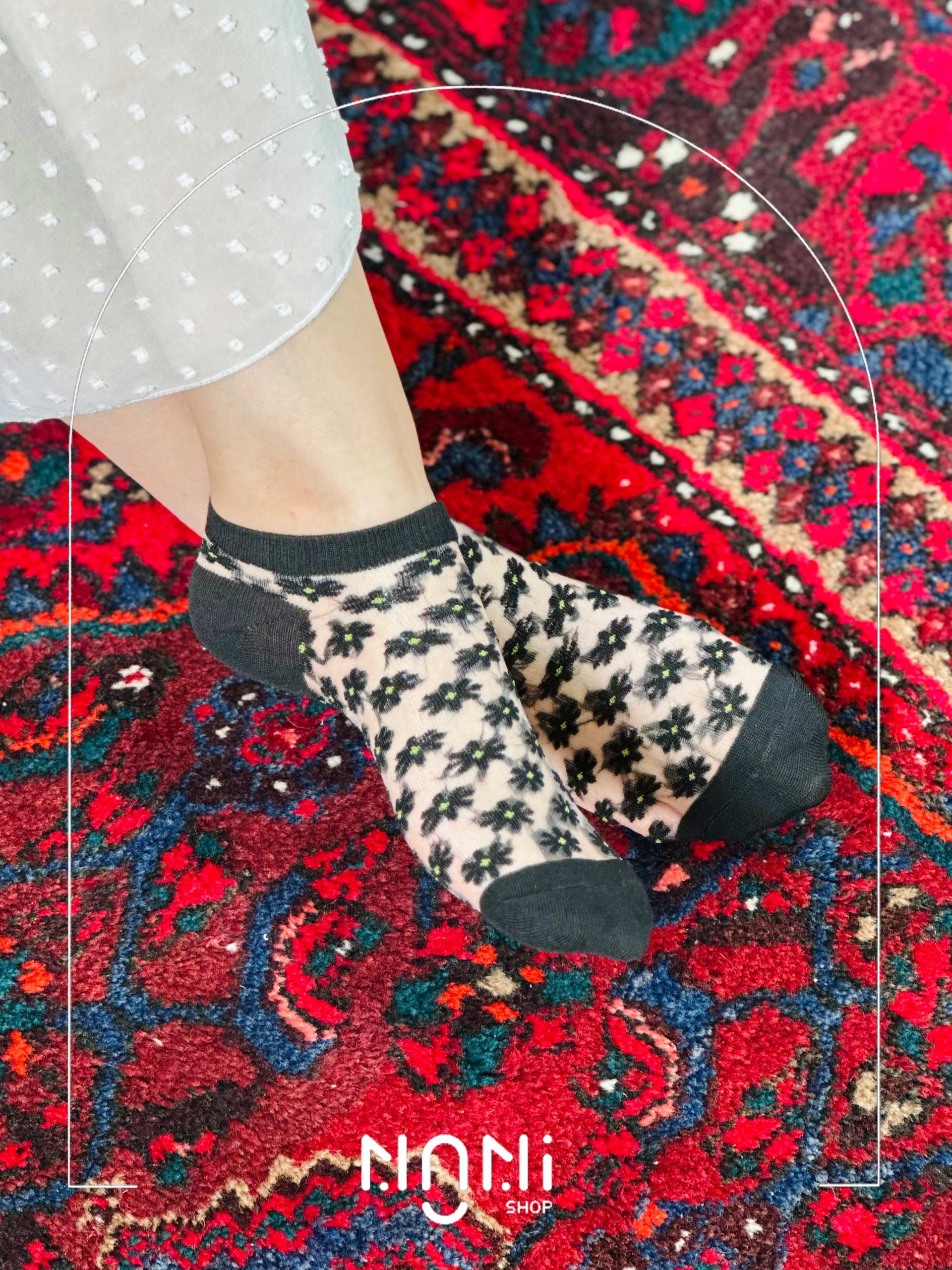 جوراب مچی شیشه ای طرح بابونه