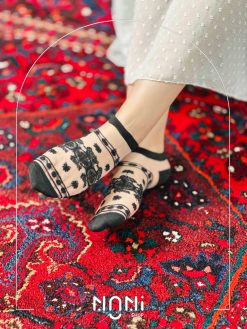 جوراب مچی شیشه ای طرح گل نیلوفر