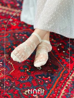 جوراب مچی شیشه ای طرح گل نیلوفر
