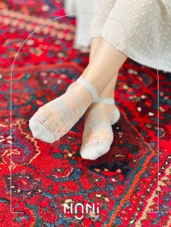 جوراب مچی شیشه ای طرح گل نیلوفر