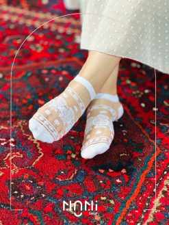 جوراب مچی شیشه ای طرح گل نیلوفر